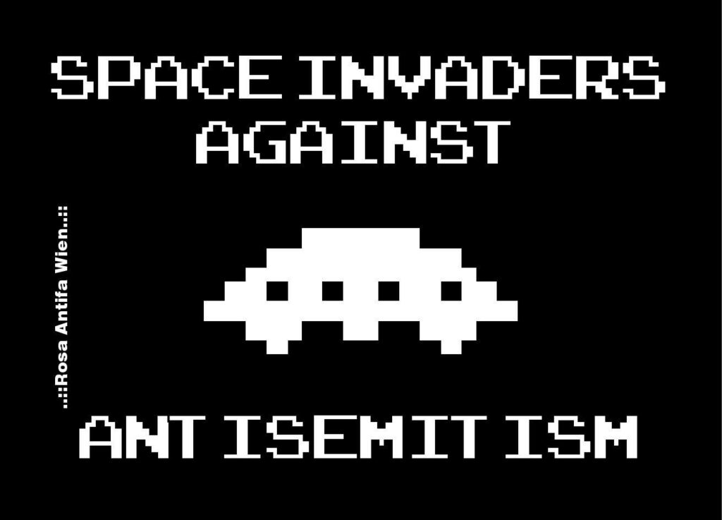 Sticker Space Invaders against Antisemitism