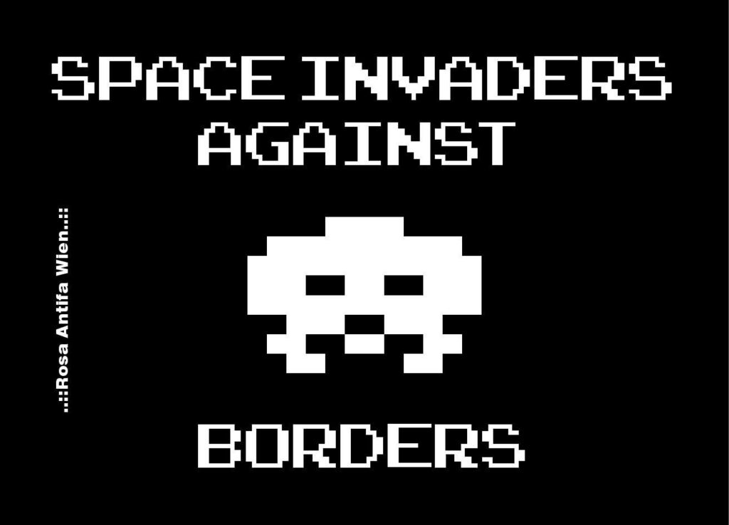 Sticker Space Invaders against Borders