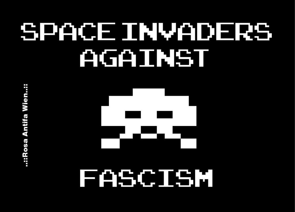 Sticker Space Invaders against Fascism