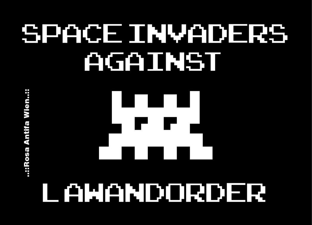 Sticker Space Invaders against Borders