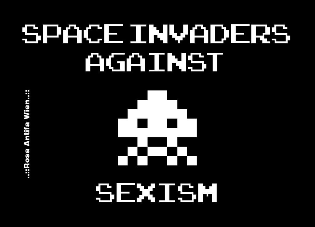 Sticker Space Invaders against Sexism